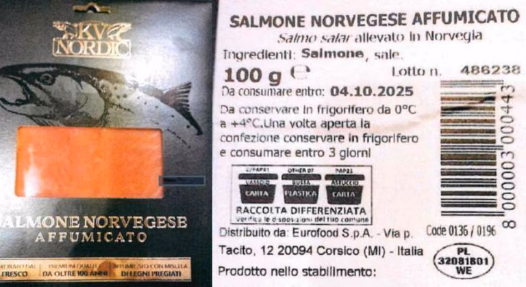 Salmone affumicato ritirato dal commercio, rischio Listeria: marca e lotto