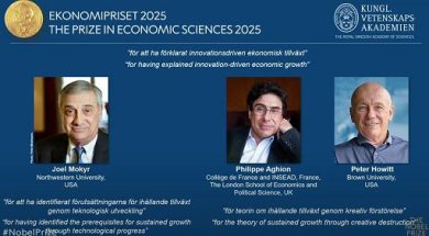 Nobel economia 2025 a Mokyr (Usa-Il), Aghio (Fr) e Howitt (Can)
