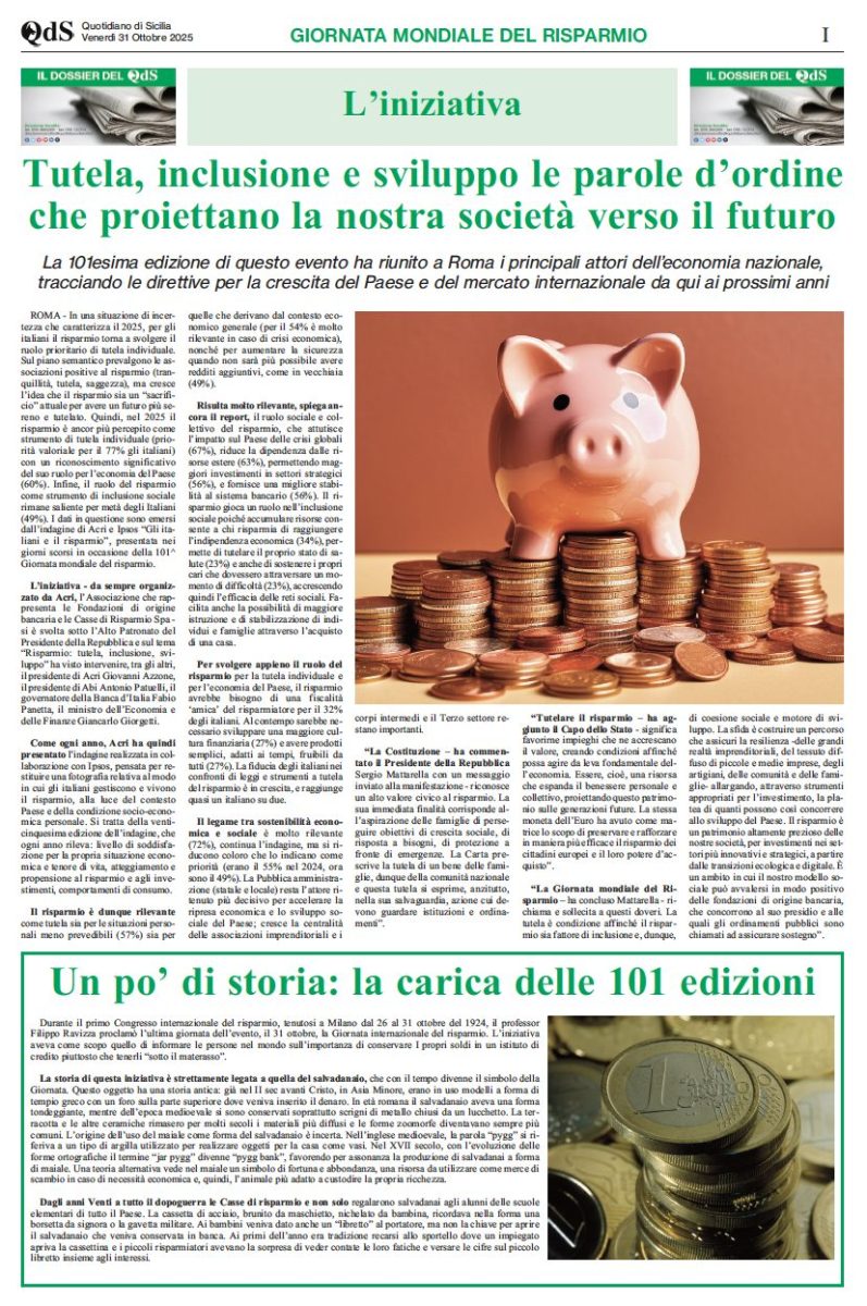 Il Dossier per la Giornata mondiale del risparmio
