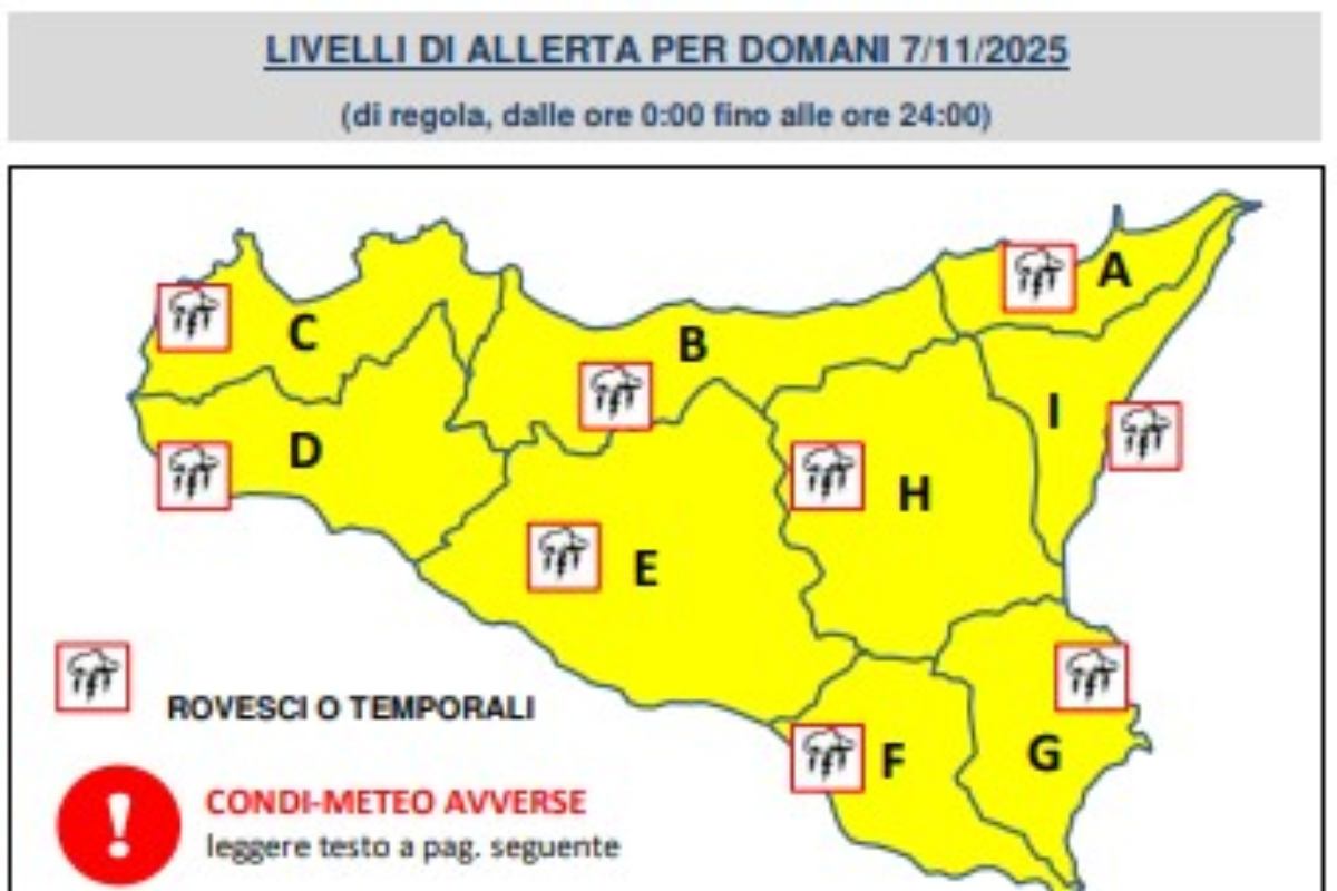Allerta meteo in Sicilia venerdì 7 novembre: previsti temporali in tutta l’Isola