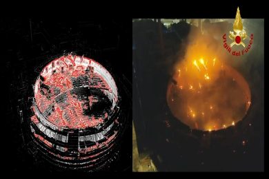 VIDEO | L’incendio alle Ciminiere di Catania, lo spegnimento delle fiamme