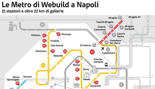 Webuild, contratto da 660 mln per Linea 10 metropolitana Napoli