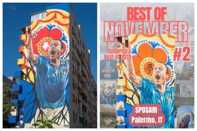 “Yume, un sogno per Palermo”, il murale dedicato a Totò Schillaci finalista al concorso Best 2025 Street Art Cities