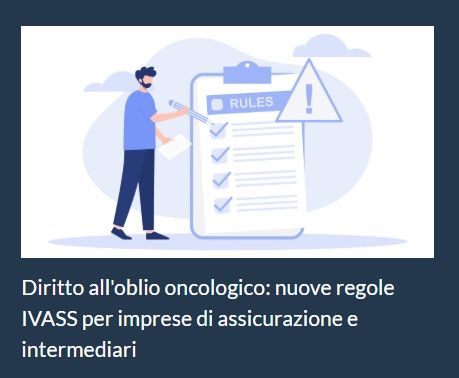 Ivass emanana norme attuazione diritto oblio oncologico su assicurazioni