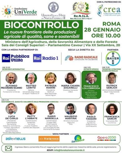 Il 28 gennaio convegno al Masaf su strategie di biocontrollo