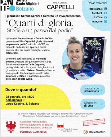 Bolzano, Tania Cagnotto presenta il libro “Quarti di Gloria”