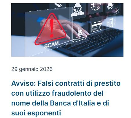 La Banca d’Italia rilancia l’allerta sulle truffe via social