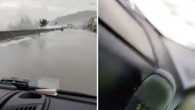 VIDEO | Terrore sul lungomare del Messinese, ambulanza travolta da onda anomala