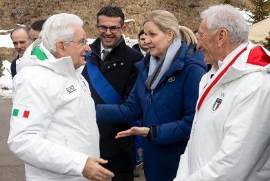 Milano-Cortina, Mattarella assiste a super G femminile su pista Tofane