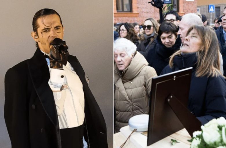 In bianco e commosso, Achille Lauro ricorda le vittime della strage di Crans-Montana a Sanremo 2026