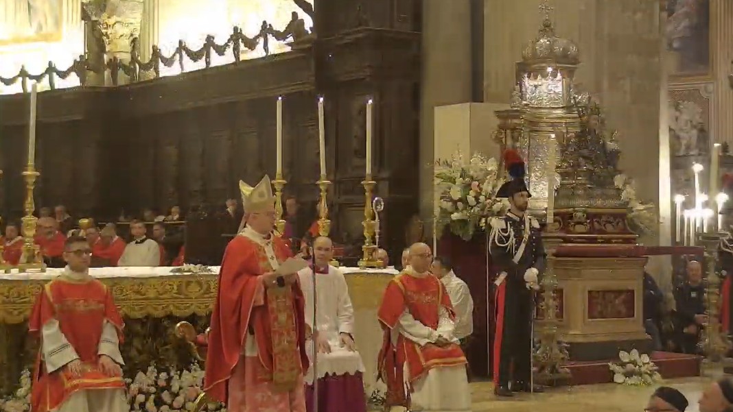 Inizia l'omelia di Monsignor Renna, Messa dell'Aurora - Sant'Agata 2026, dalla diretta dell'Arcidiocesi