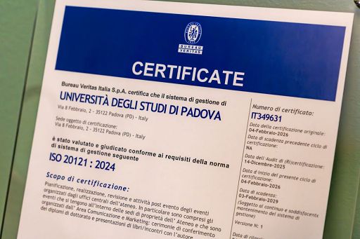 Università di Padova unico Ateneo con certificazione Uni Iso 20121