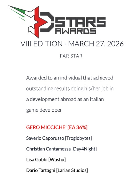 Videogiochi, l’agrigentino Gero Micciché vince il DStars Award 2026