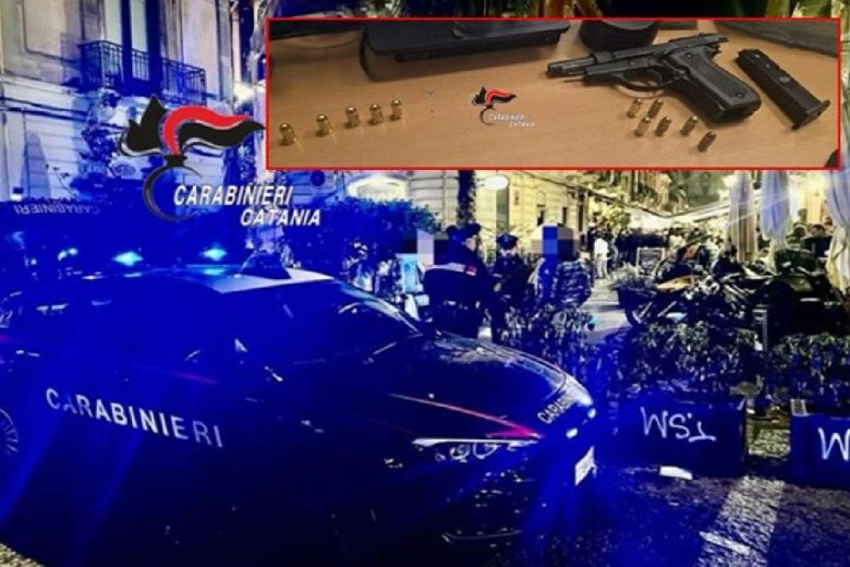 Sorpreso fuori dal pub con una pistola illegale, arrestato 22enne a Catania