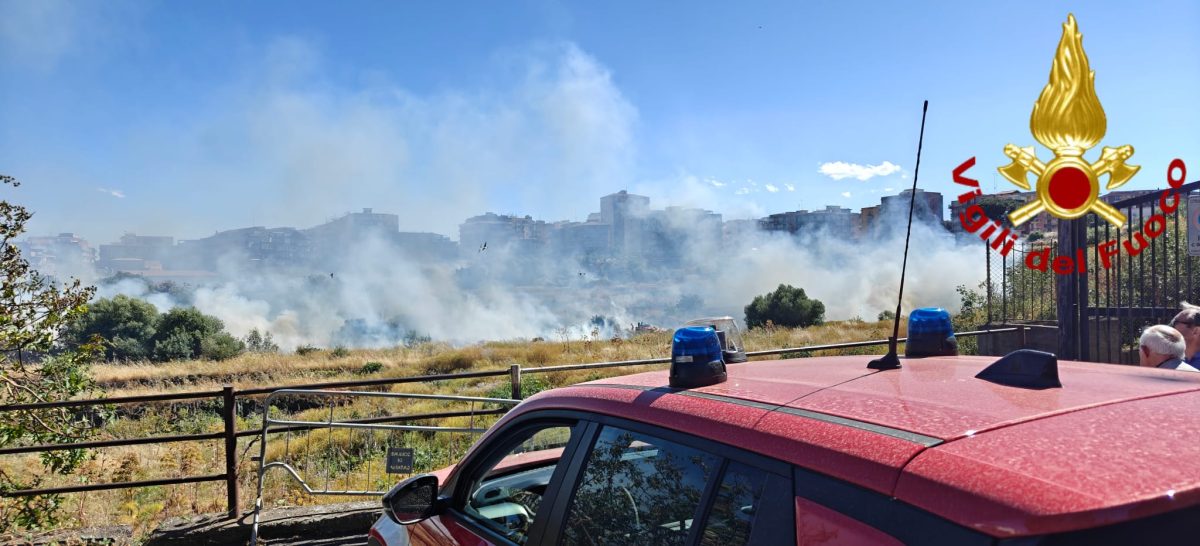 FOTO | Fiamme a Catania: vasto incendio nell’area degli Orti della Susanna