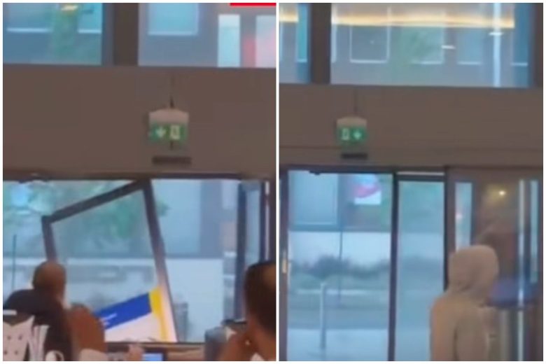 VIDEO | La tromba d’aria fa “volare” le porte: paura al centro commerciale