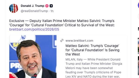 Salvini a Trump “Grazie per il coraggio e le basi culturali”. La risposta del presidente sui social