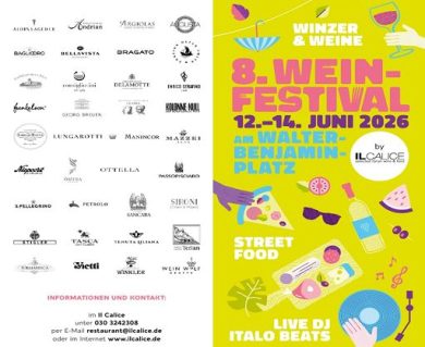 Da 12 giugno a Berlino “Weinfestival Il Calice” con 20 Cantine italiane