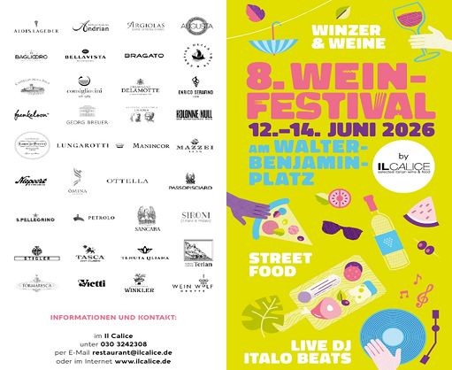 Da 12 giugno a Berlino “Weinfestival Il Calice” con 20 Cantine italiane