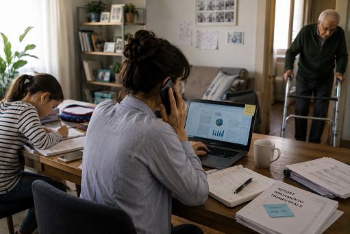 Sondaggio, 56% italiani riduce il lavoro per assistere figli e genitori