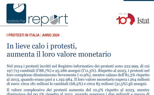 Istat, nel 2024 lieve calo (-0,9%) sul numero di protesti: 222.999