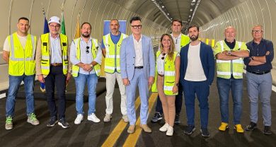 Lavori sulla A19, sopralluogo tecnico nella canna della Galleria Tremonzelli