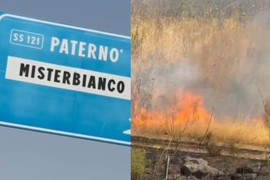 VIDEO | Fiamme sulla SS121 Catanese, vegetazione a fuoco sulla Statale
