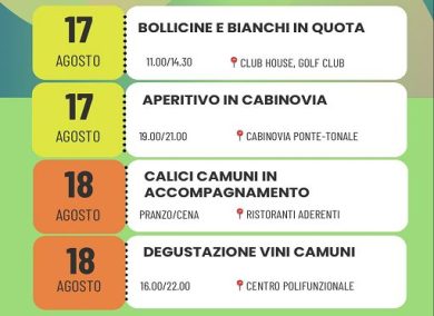 Il Consorzio Vini Valle Camonica il 17 e 18 agosto a Ponte di Legno