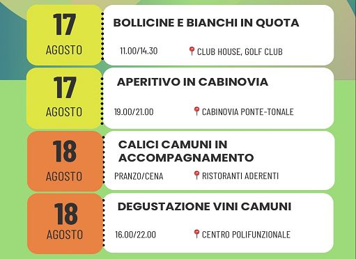 Il Consorzio Vini Valle Camonica il 17 e 18 agosto a Ponte di Legno