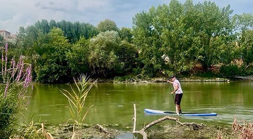 Roma, Vittorio Marcelli risale il Tevere su una tavola da surf