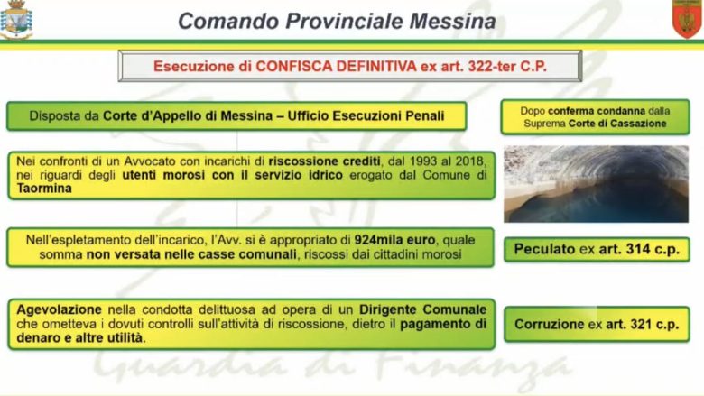 Peculato e corruzione: maxi sequestro da quasi mezzo milione ad avvocato a Taormina