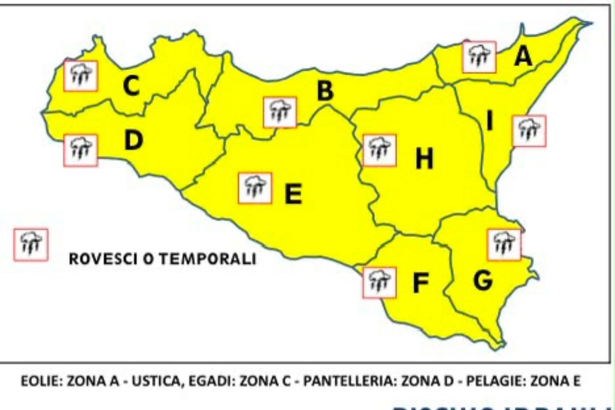 Temporali e instabilità nell’Isola: diramata l’allerta gialla su tutto il territorio regionale