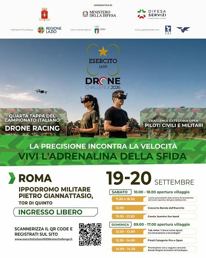 Arriva a Roma il 19 e 20 settembre “Esercito 1659 Drone Challenge”