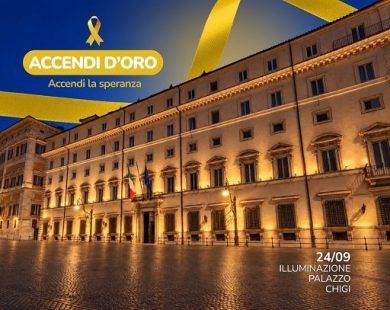 Cancro pediatrico: palazzo Chigi si illumina di luce dorata