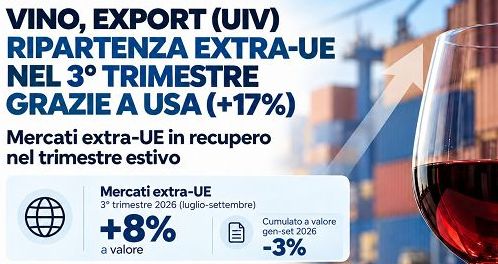 Export Vino, Uiv: ripartenza extra-Ue nel 3° trimestre grazie a Usa (+17%)