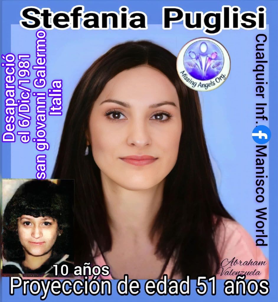 Age Progression di Stefania Puglisi, scomparsa a Catania nel 1981. Diffusa da Manisco World