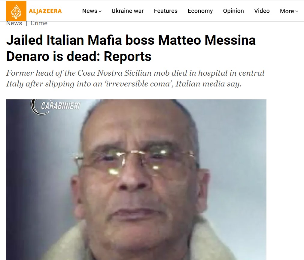 Matteo Messina Denaro, la notizia della morte su Al Jazeera